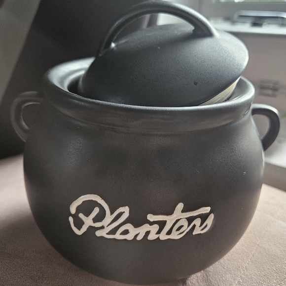 Vintage planters black pot jar planter peanuts cookie sugar flour cauldron witch - Picture 2 of 9
